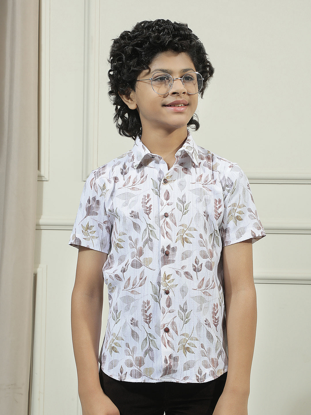 Beige Tropical Printed Shirt