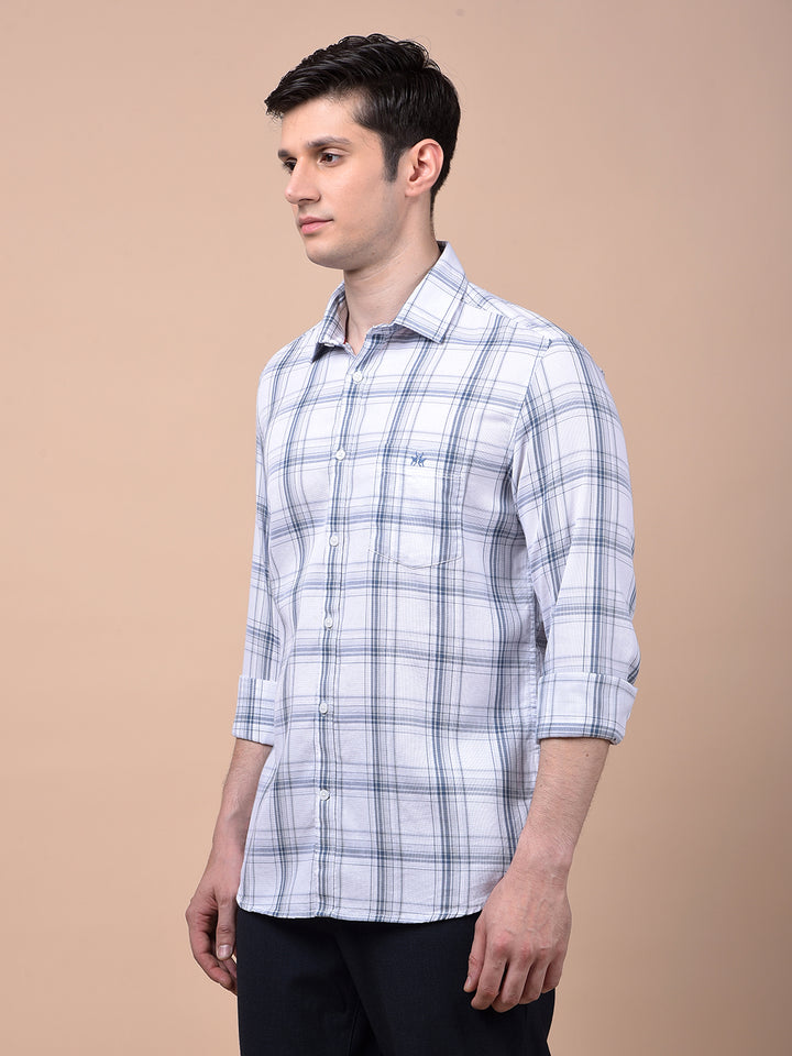 White Checked 100% Cotton Shirt