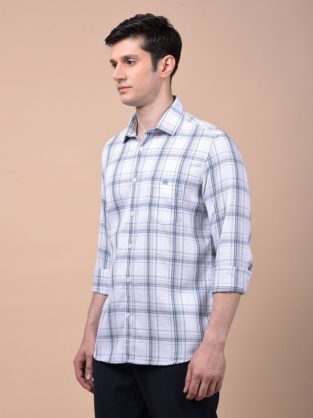 White Checked 100% Cotton Shirt