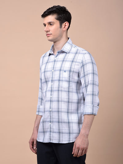 White Checked 100% Cotton Shirt
