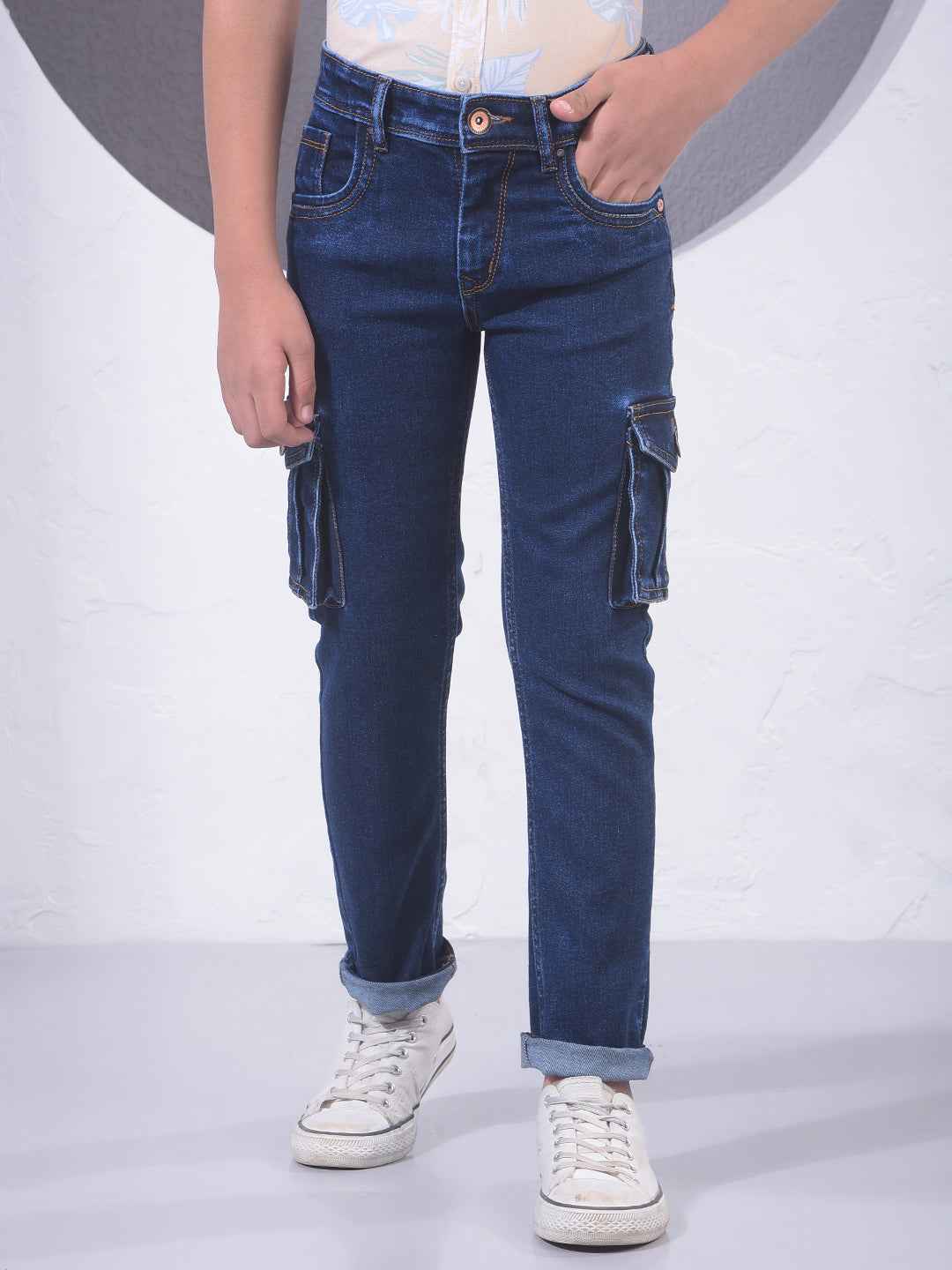 Indigo Blue Utility Cargo Jeans