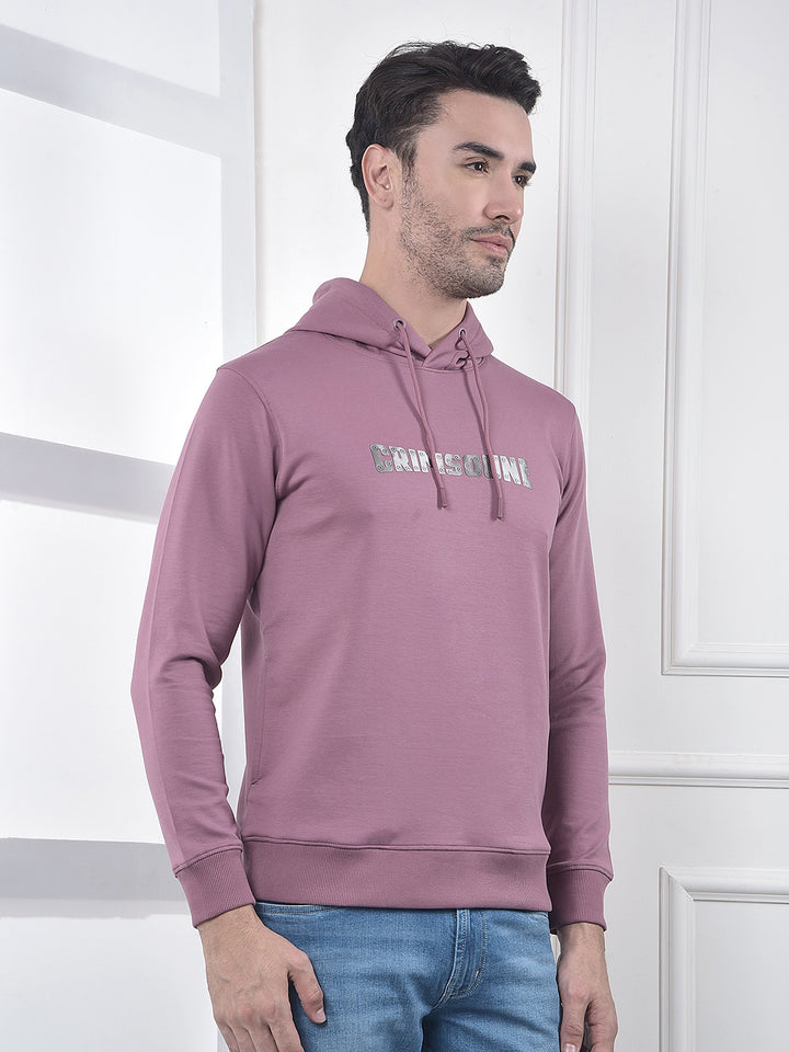 Pink Embroidered Hooded Neck Sweatshirt