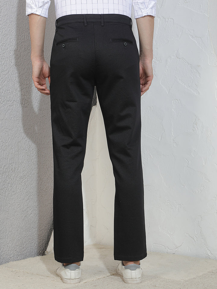 Tailored Jet Black Printed Trousers