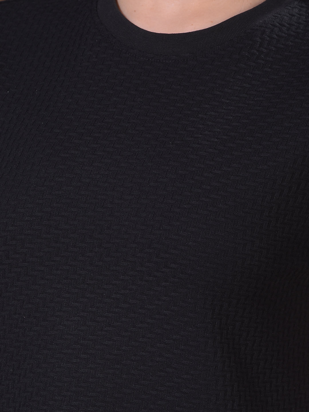 Refined Shadow Black Jacquard T-Shirt