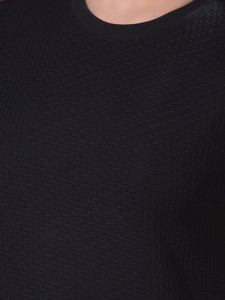Refined Shadow Black Jacquard T-Shirt