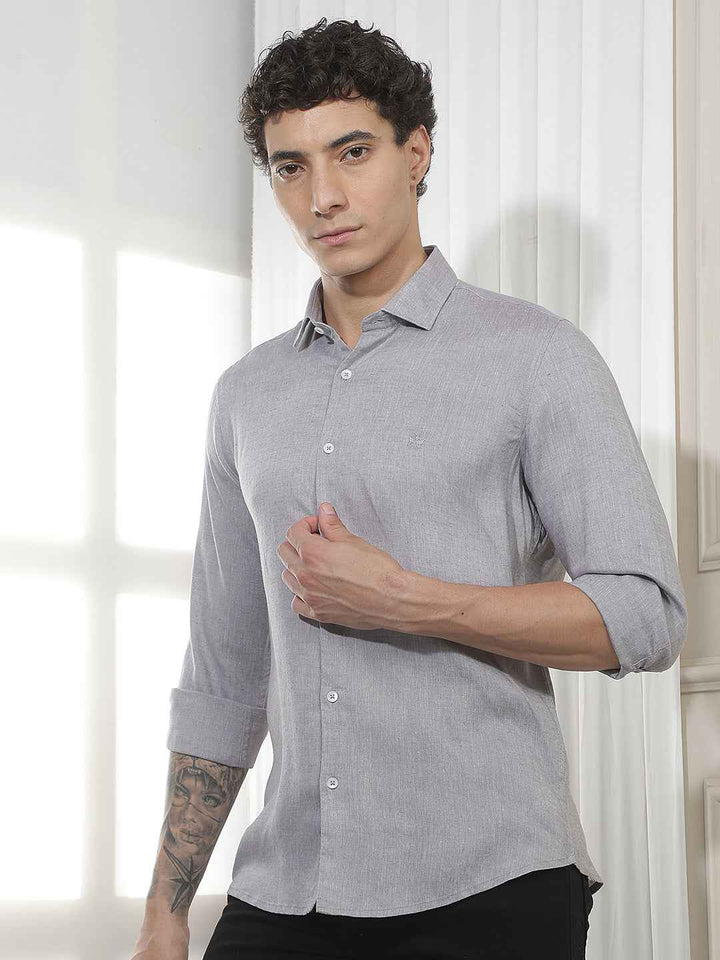 Grey Casual Linen Shirt