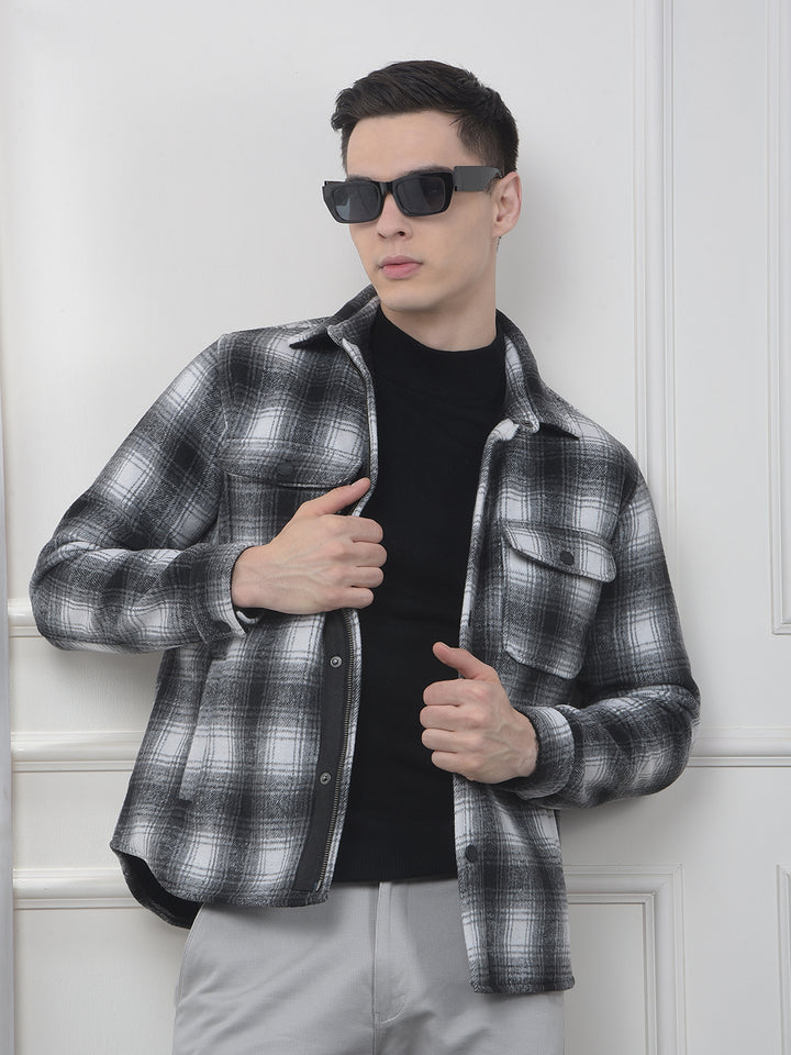Black Check Layered Shacket