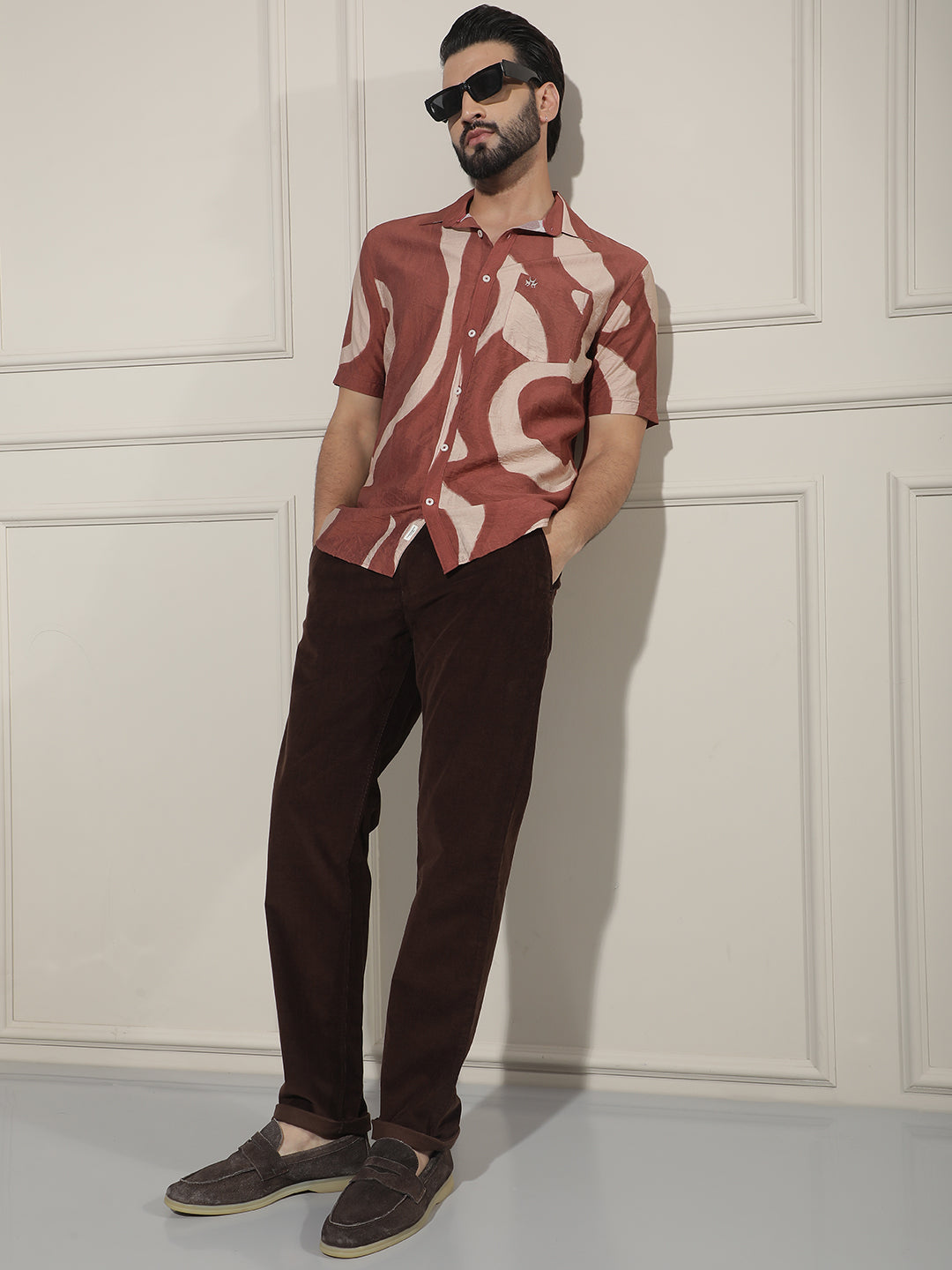 Brown Abstract Printed Shirt
