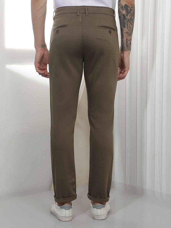 Brown Casual Cotton Trousers