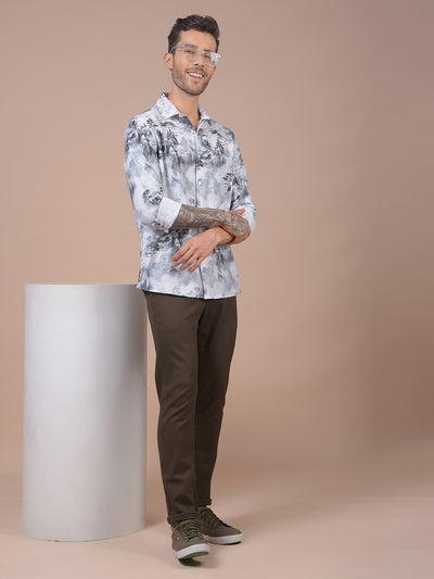 Grey Floral Print Shirt