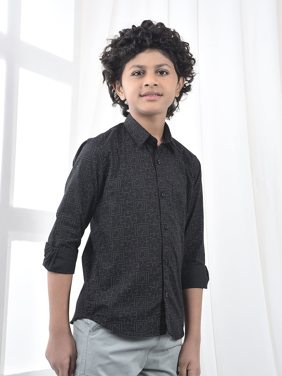 Black Geometric Print Shirt