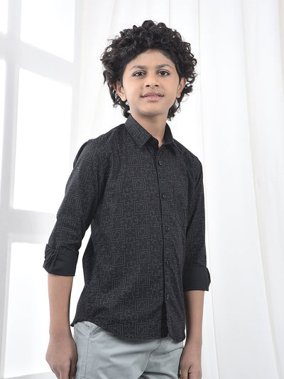 Black Geometric Print Shirt