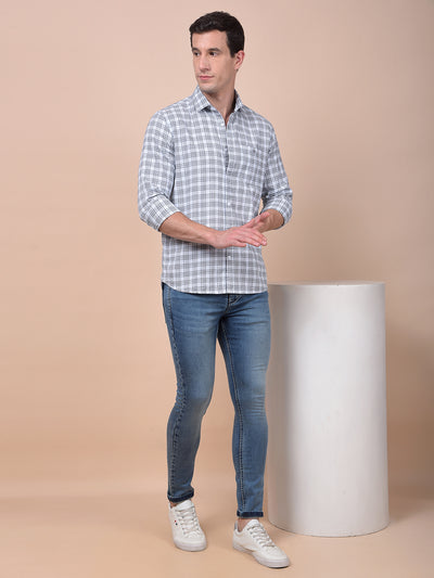 White Checked 100% Cotton Shirt
