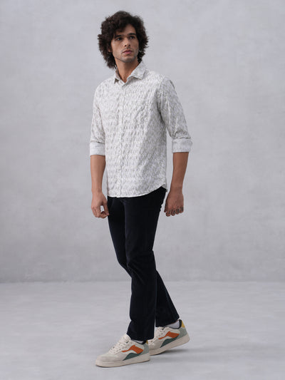 Green Printed Linen Shirt