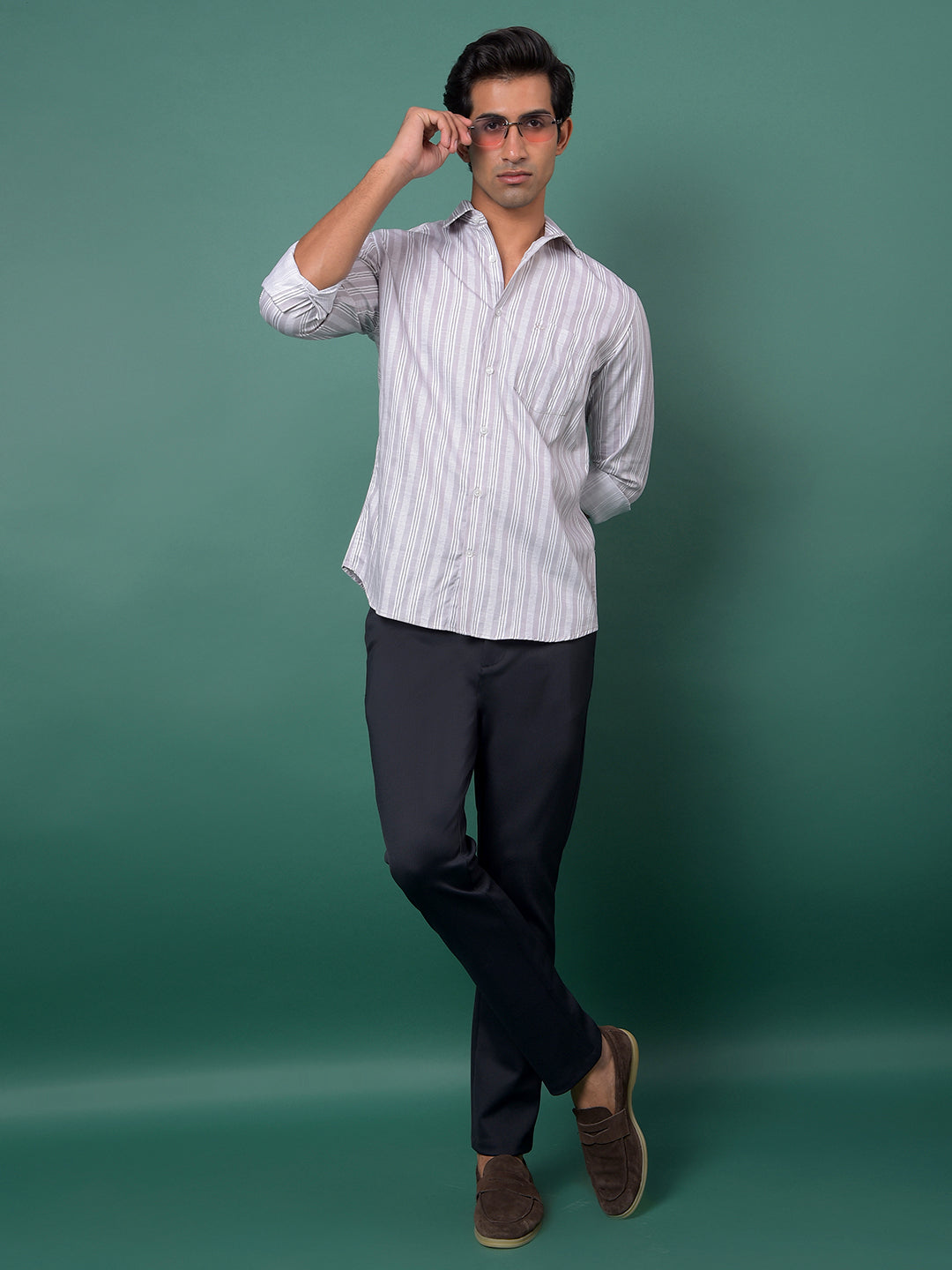 Purple Vertical Stripes Shirt