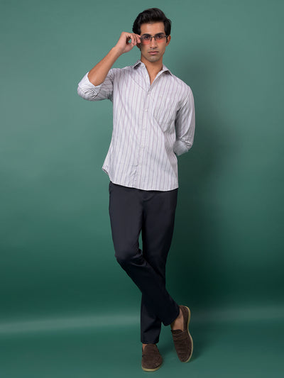 Purple Vertical Stripes Shirt