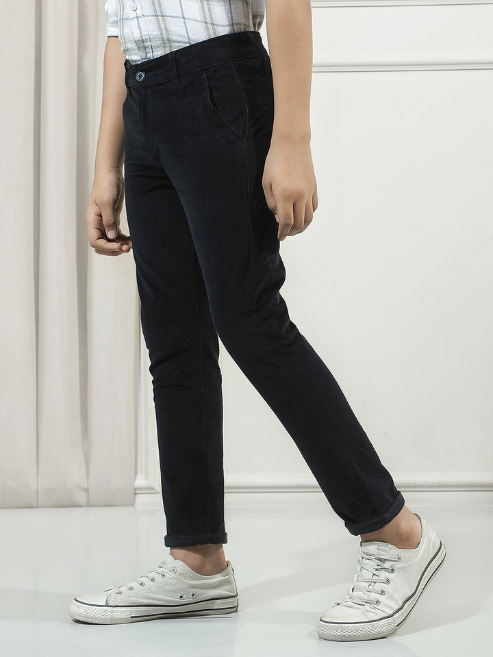 Navy Cotton Stretchable Corduroy Trousers