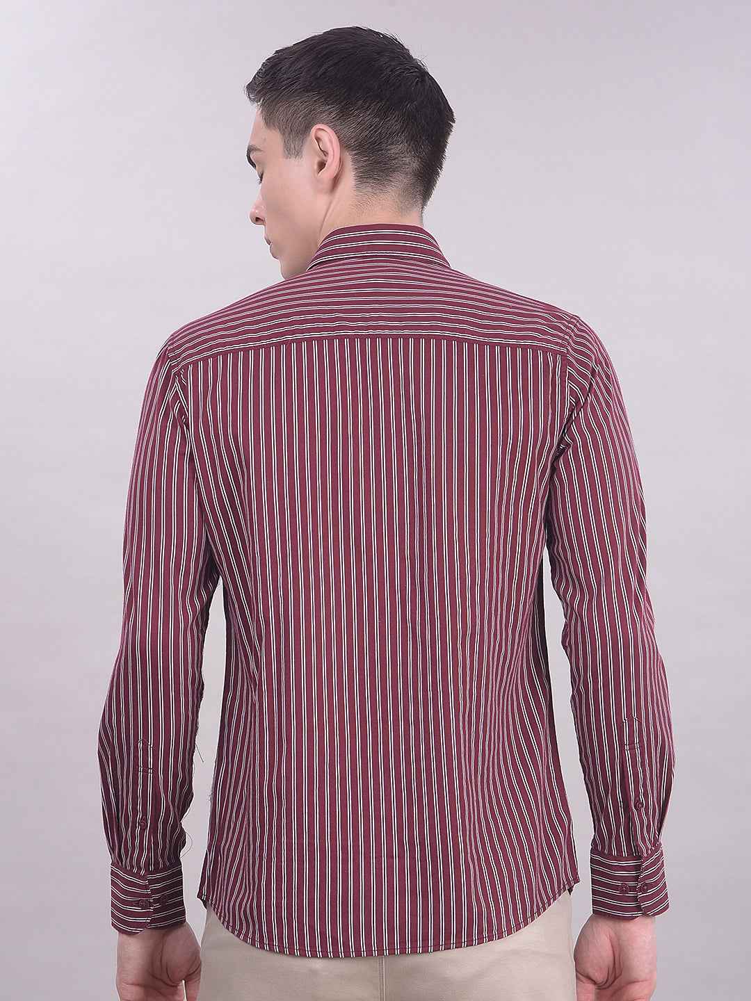 Maroon Vertical Stripes Shirt