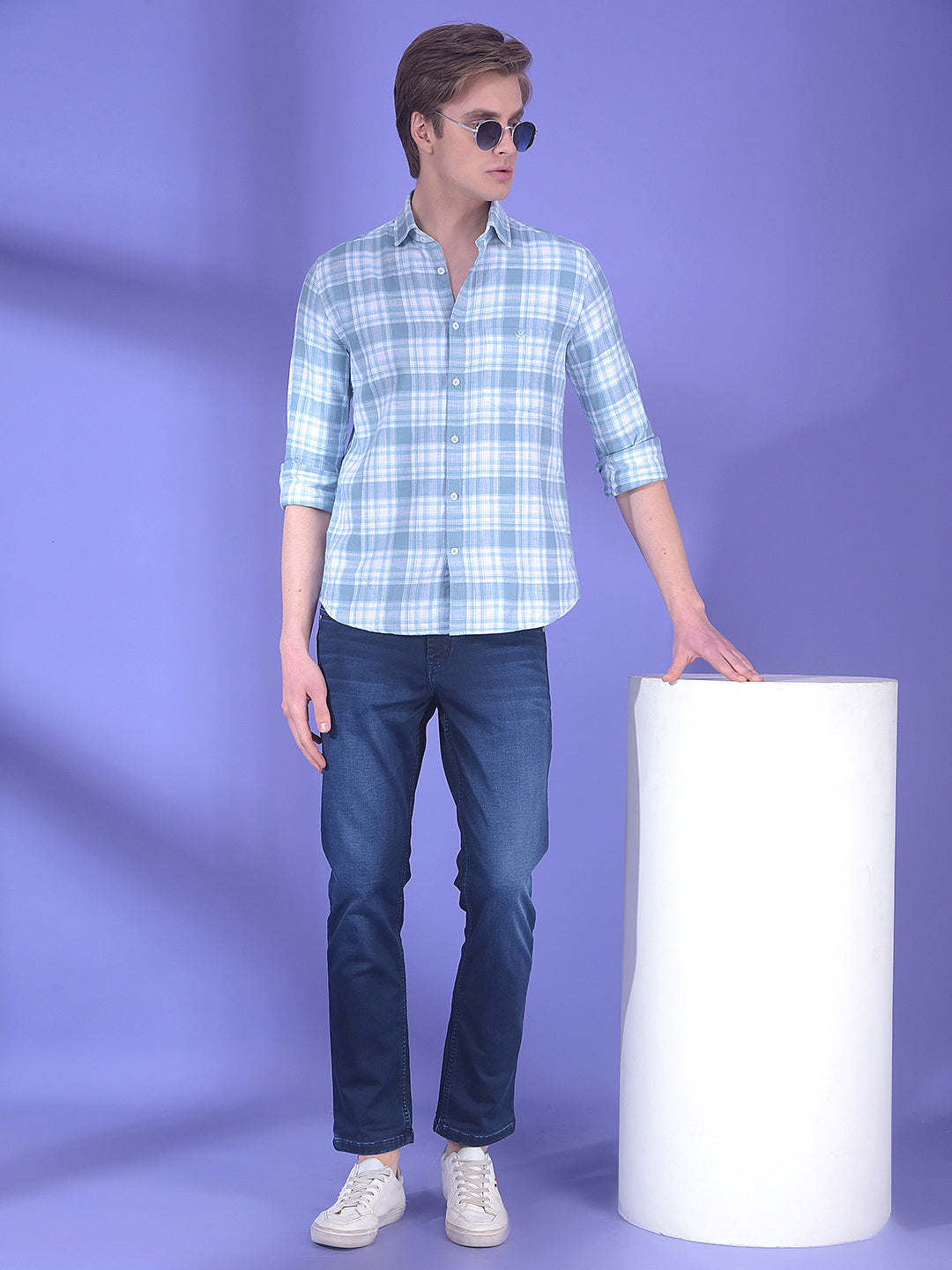 Blue Checked 100% Cotton Shirt