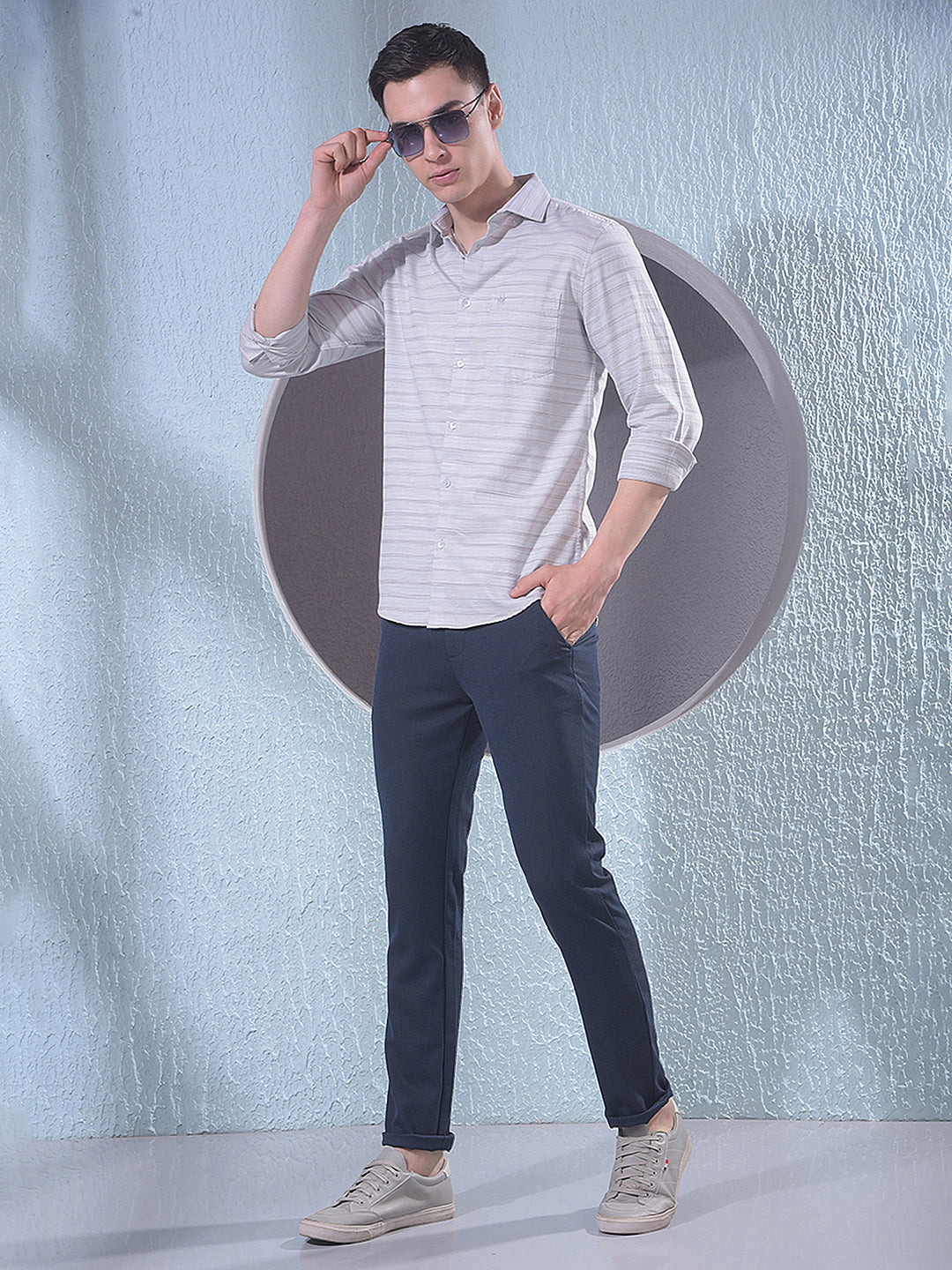 Grey Horizontal Stripes Shirt