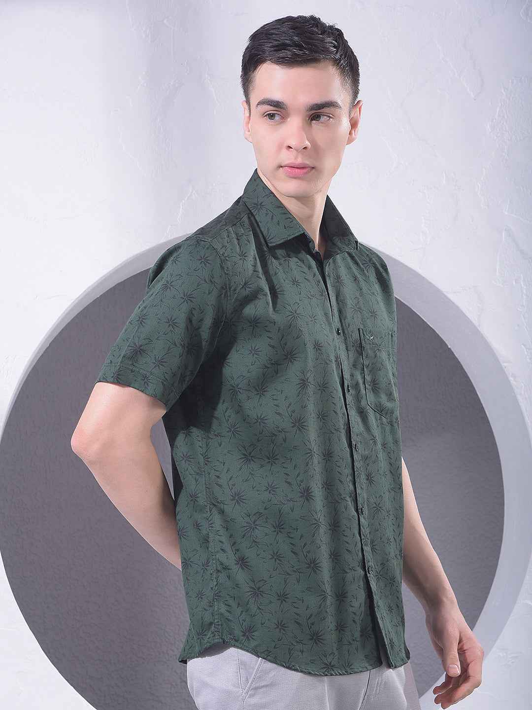 Green Floral Print Shirt