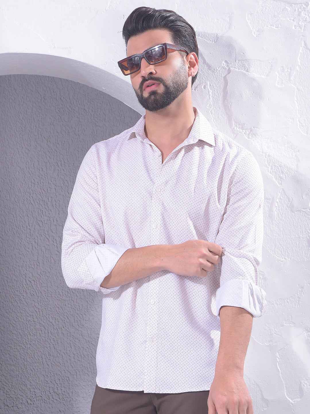 Beige Creative Printed Shirt