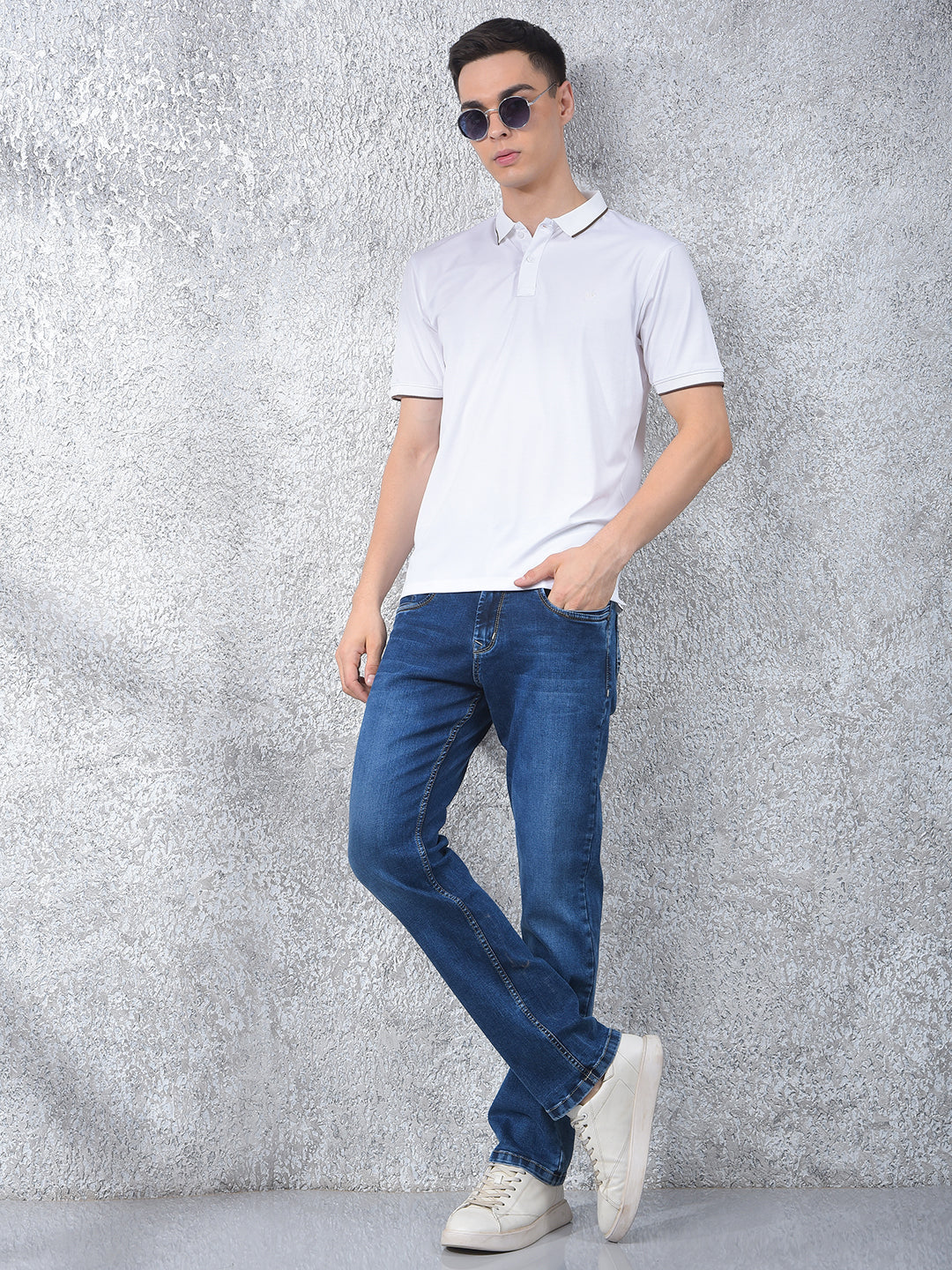 White Polo-Neck T-Shirt
