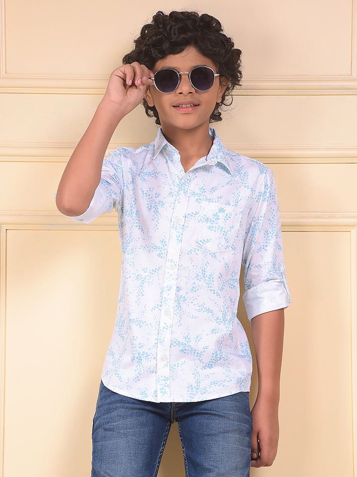 Blue Floral Print Shirt