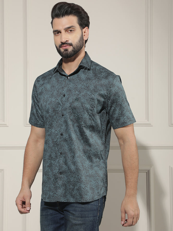 Green Floral Print Shirt