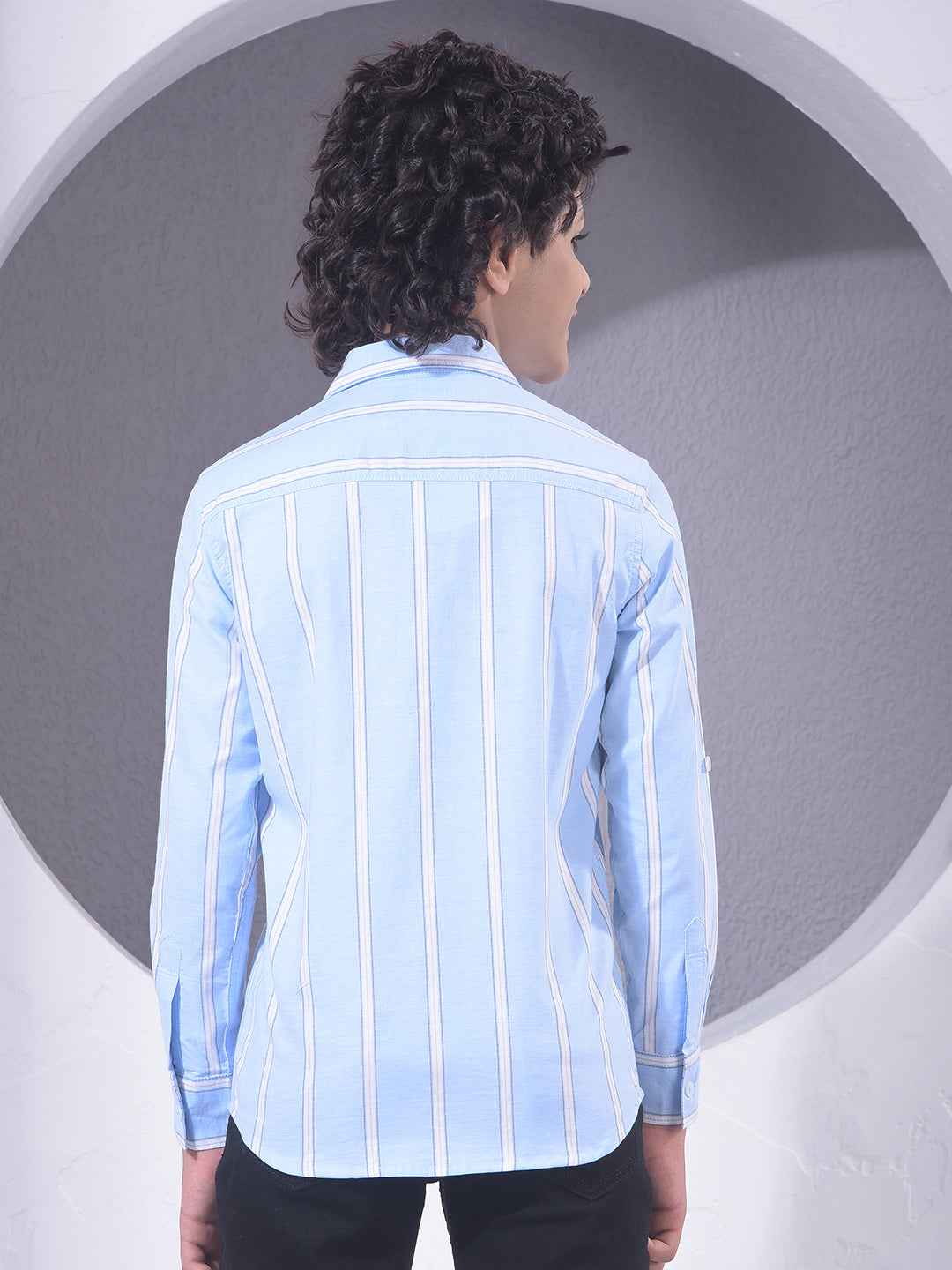 Blue Vertical Stripes 100% Cotton Shirt