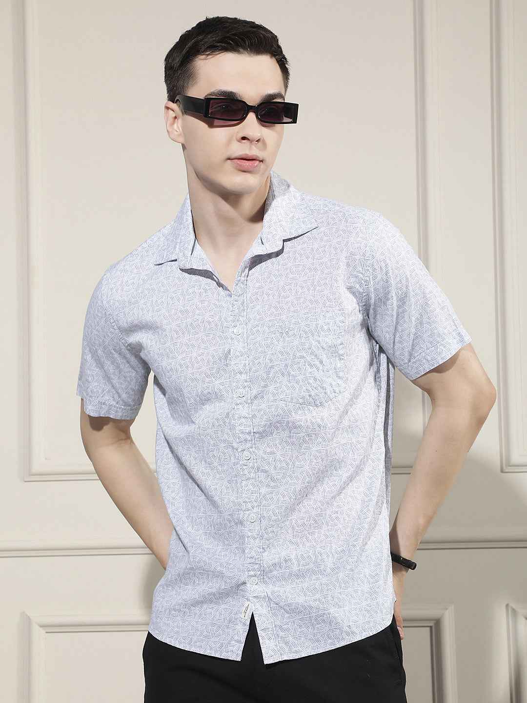 Light Grey Abstract Printed Shirt