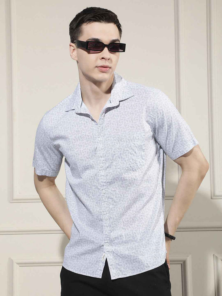 Light Grey Abstract Printed Shirt