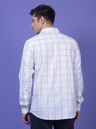 White Windowpane Check 100% Cotton Shirt