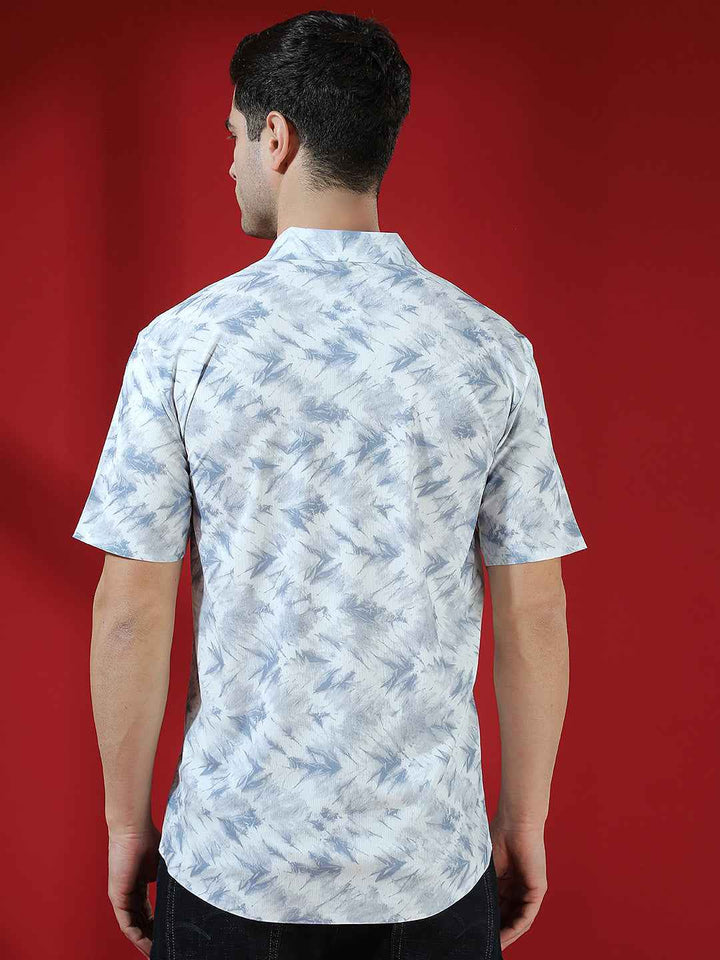 Grey Abstract Print Chic Shirt