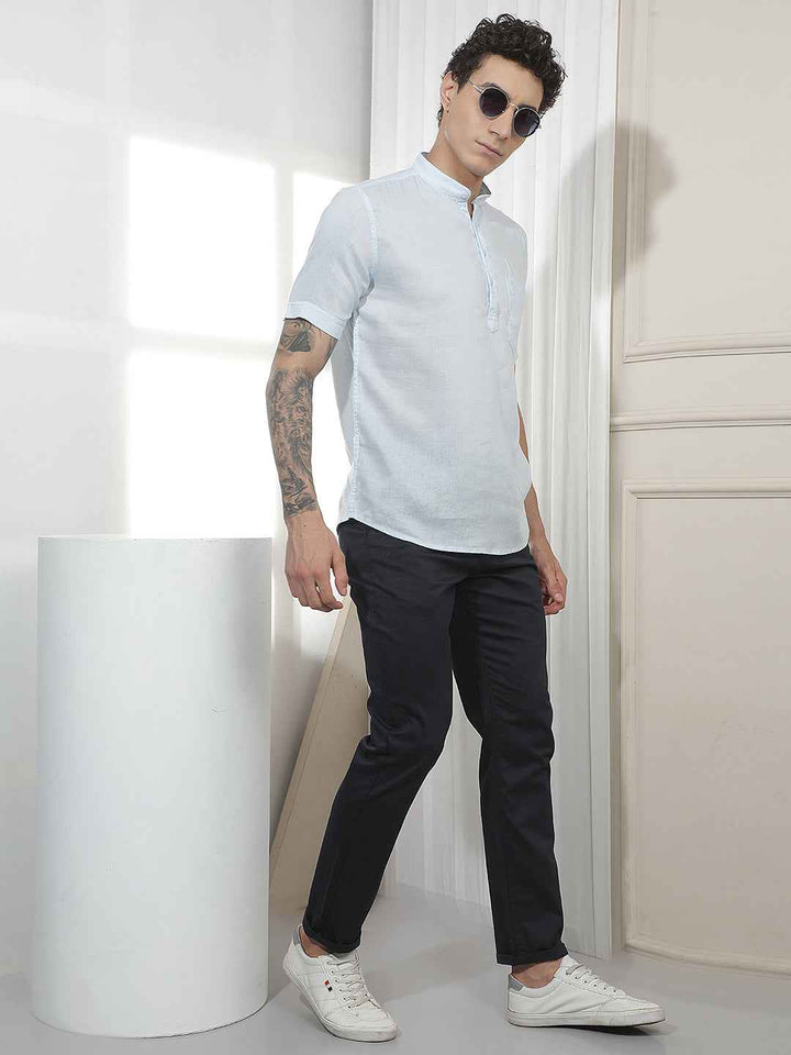Sky Blue Linen Kurta