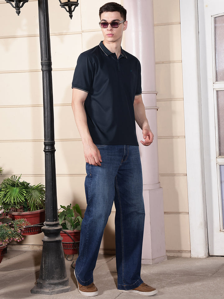 Navy Blue Polo Neck T-Shirt