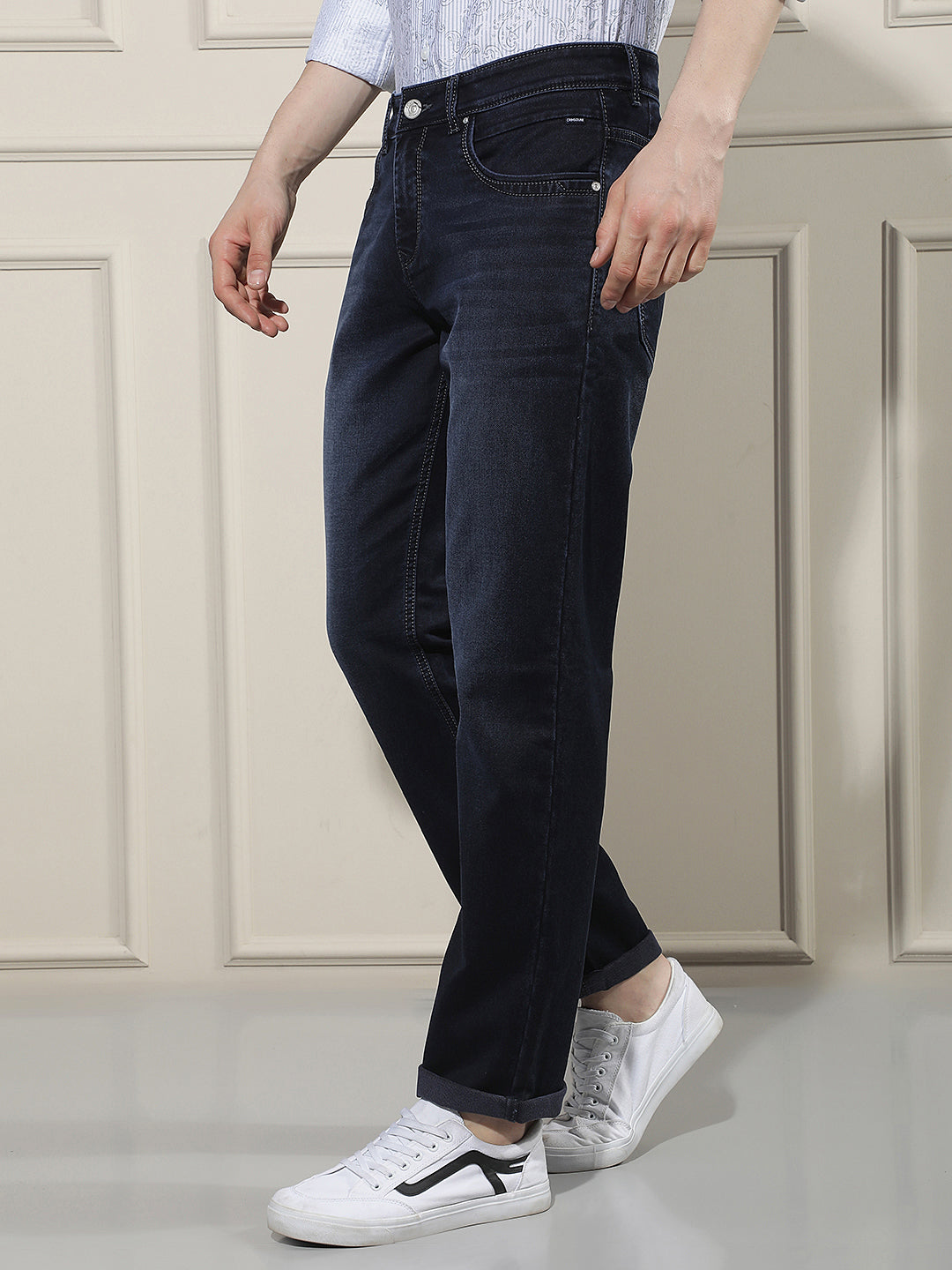 Navy Blue Straight Jeans