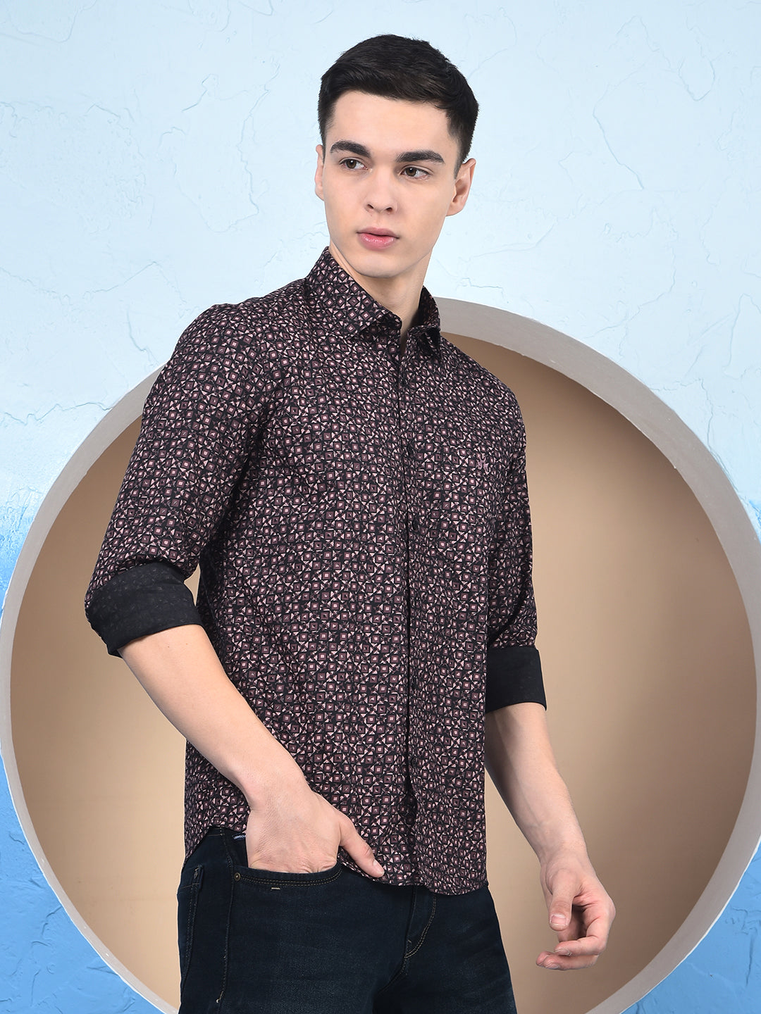 Purple Abstract Print 100% Cotton Shirt