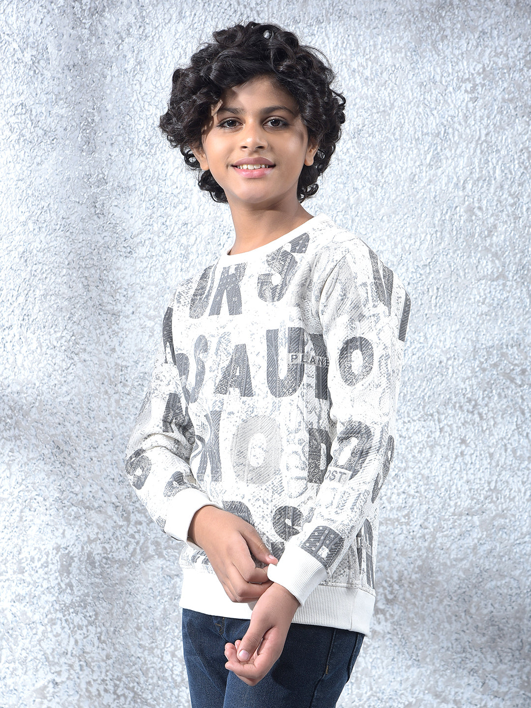 Cream Typographic Print Sweatshirt