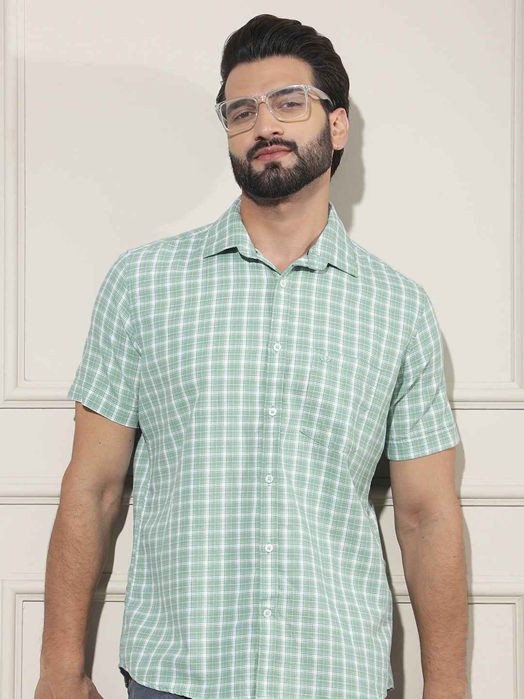 Green Checked 100% Cotton Shirt