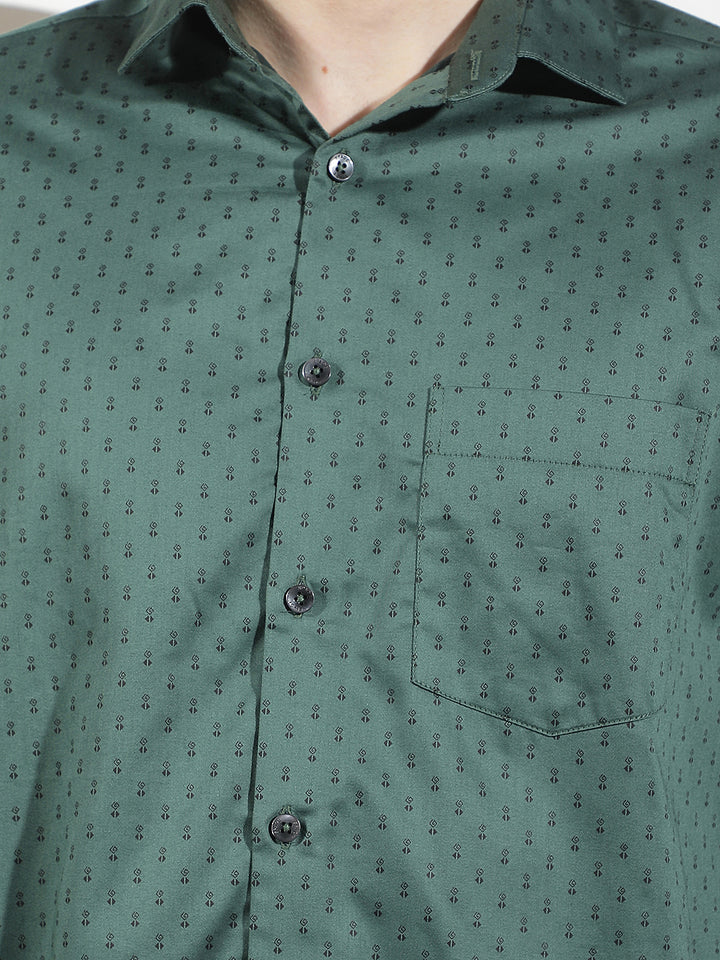 Green Classic Printed Casual Shirt