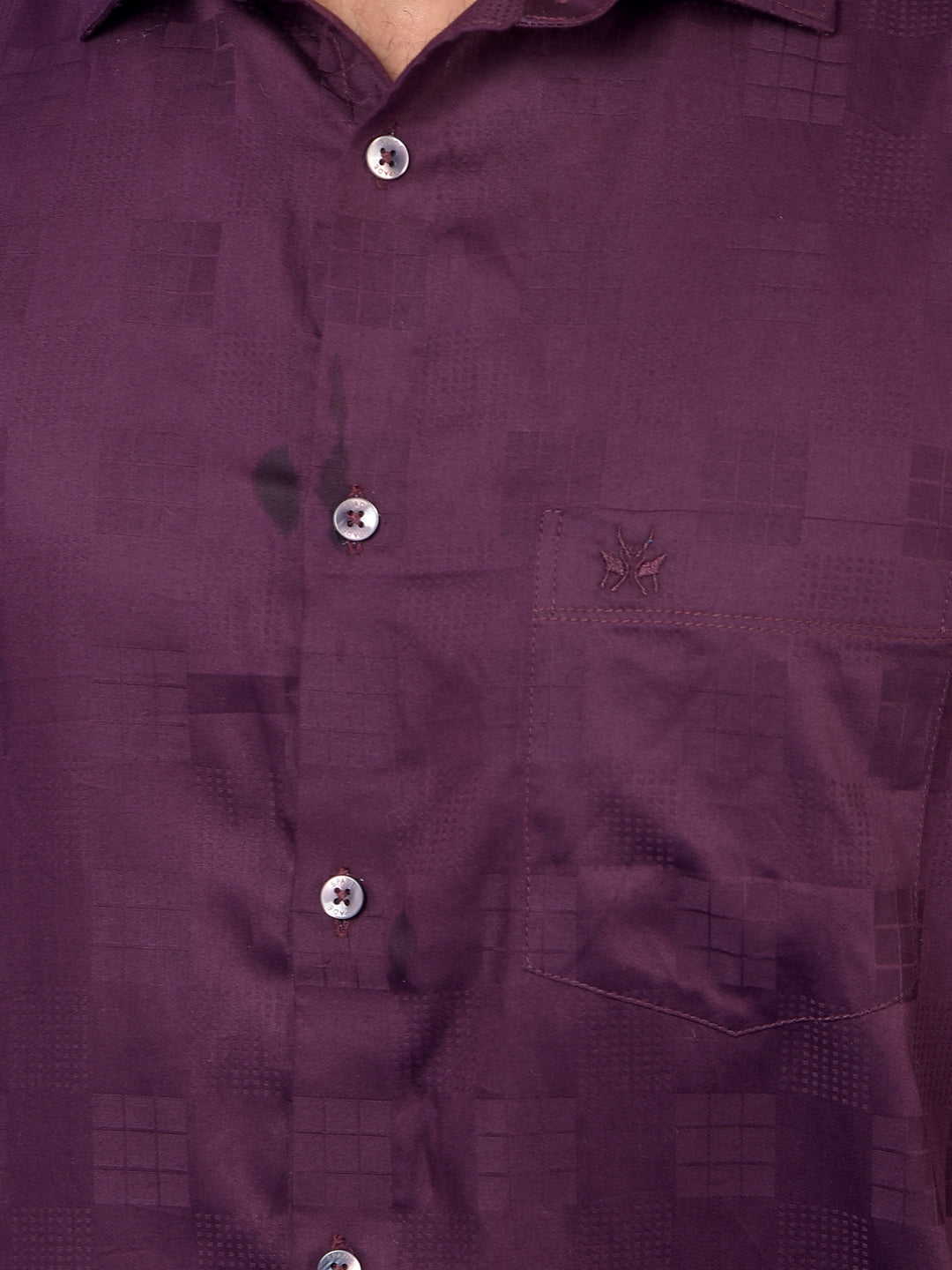 Wine Printed 100% Cotton Shirt