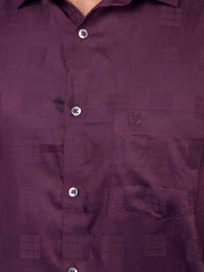 Wine Printed 100% Cotton Shirt