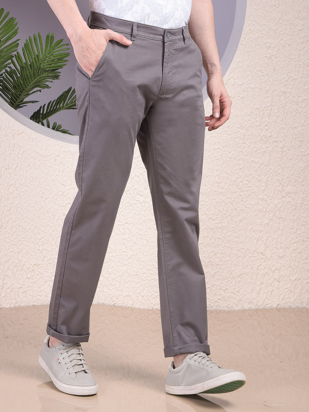 Vivid Grey Straight Trousers