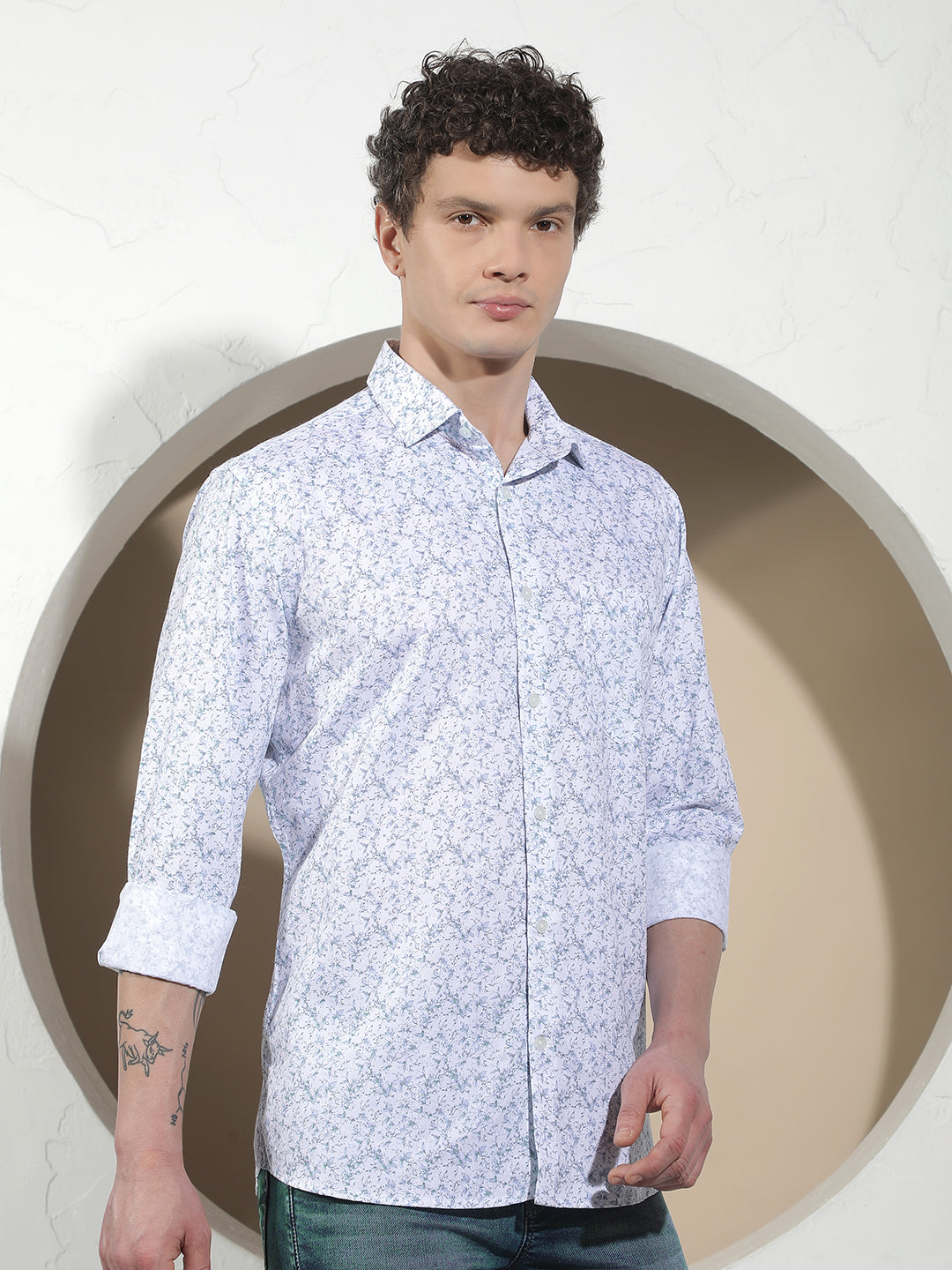Blue Floral Print Shirt