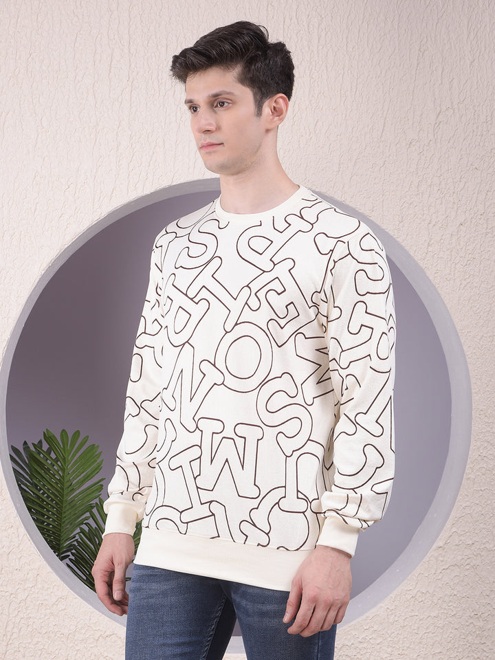 Cream Typographic Print Sweatshirt