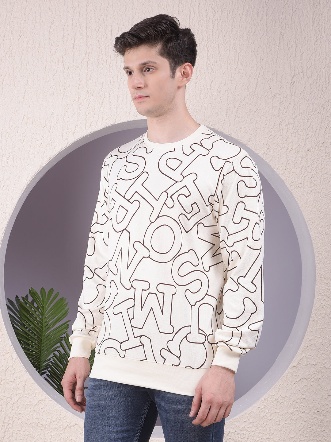 Cream Typographic Print Sweatshirt