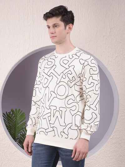 Cream Typographic Print Sweatshirt