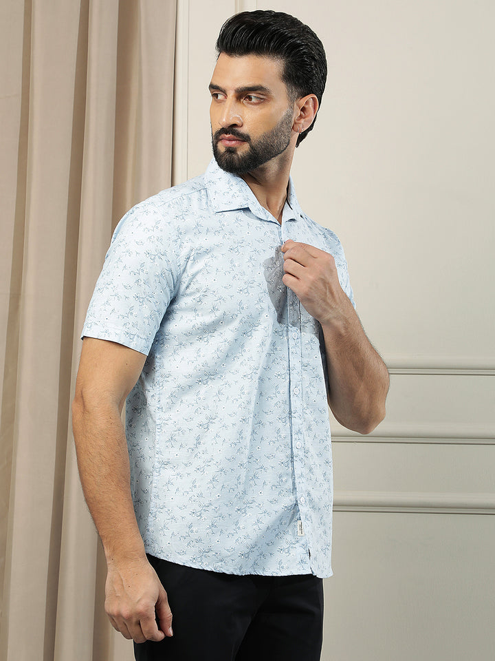 Blue Floral Print Shirt