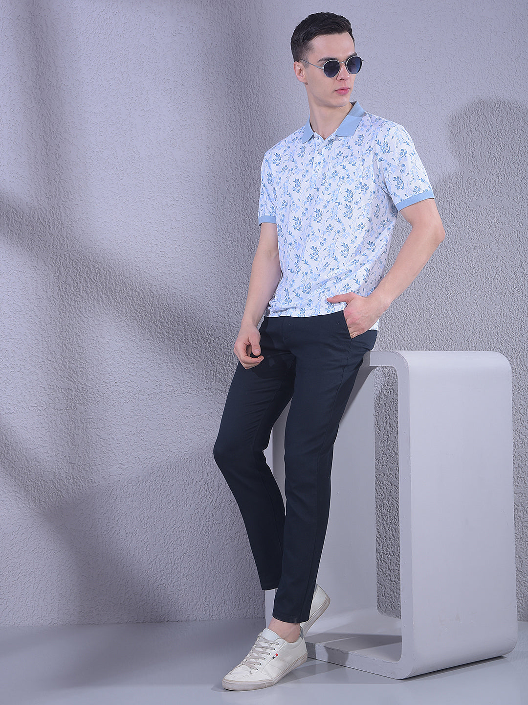 Blue Floral Print T-Shirt